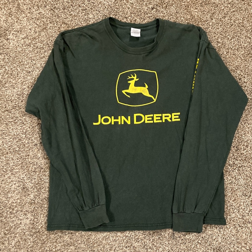 John Deere Green Long Sleeve Shirt with Yellow Logo
